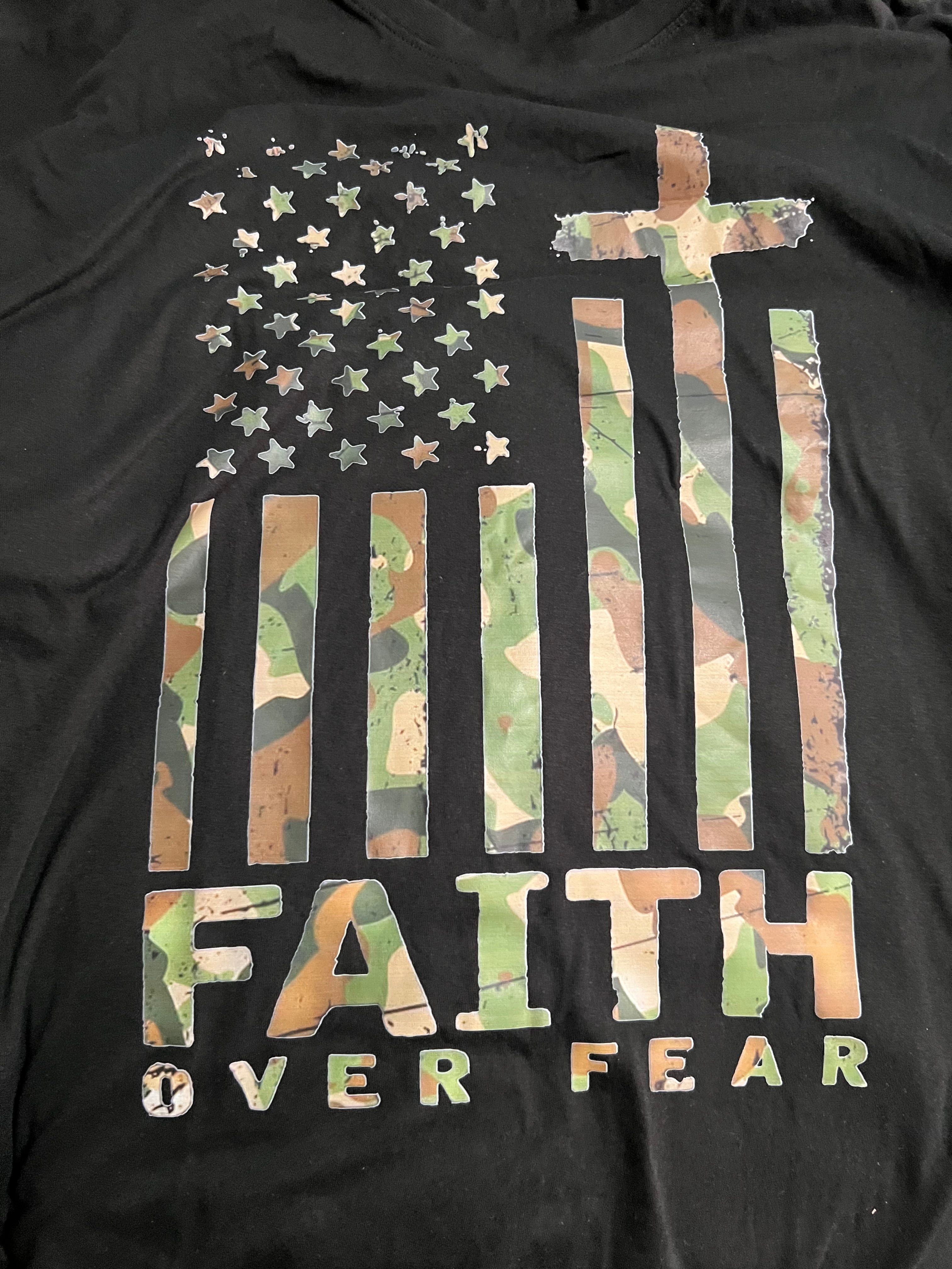 Faith Inspired T-Shirts Men American by Birth/Faith over Fear